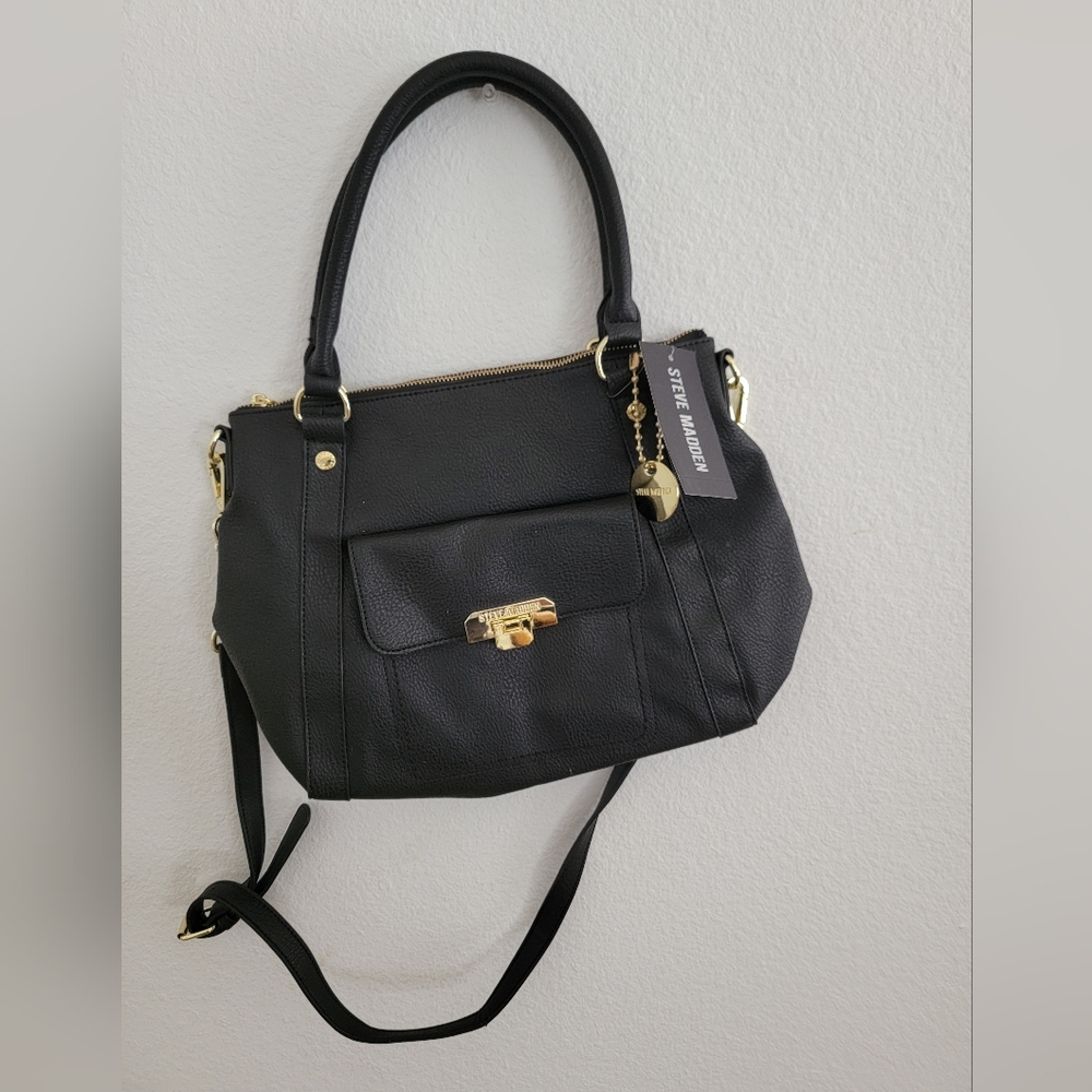 Steve Madden Black Marlow Handbag W/ Shoulder Strap
